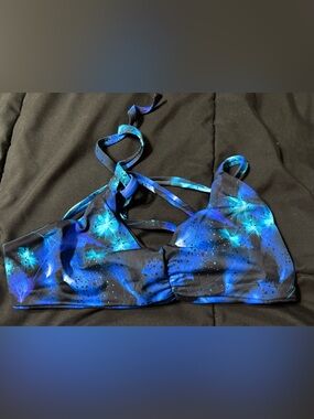 Fused Hawaii Blue Floral Strappy Bikini Top